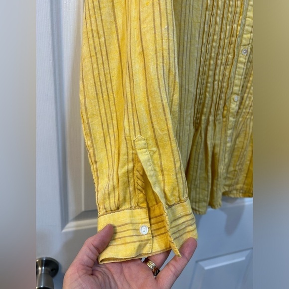 Sundance - Warm Breeze Tunic 100% Linen Pleated Front Warm Yellow Women Size L - Picture 4 of 7